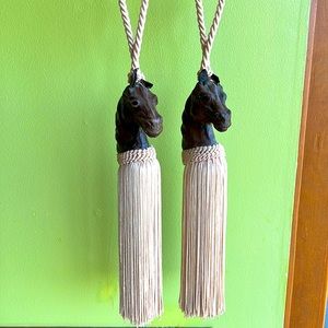 Leather Horse Head Drapery Tie Backs